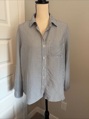 Velvet Heart Blue and White Striped Button Down Shirt
